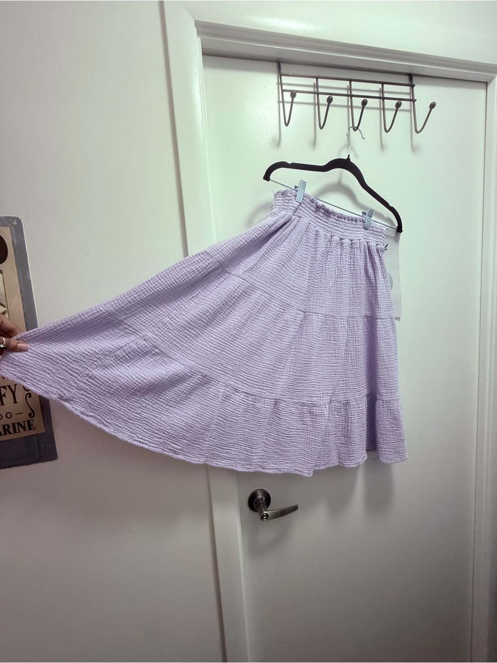 Kendall & Kylie Lilac Lavender 100% Cotton Gauze Tiered Midi Skirt